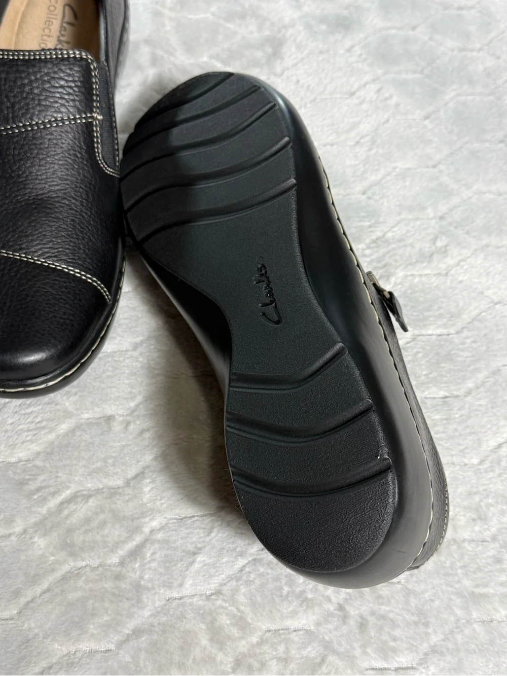 Clarks Collection Ultimate Comfort Black Leather Slip On Shoes 10M